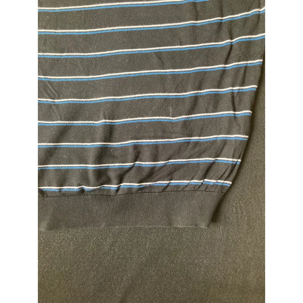 Lacoste Mens Black‎ Striped V-Neck Cotton Knit Sweater Size 6 XL F5178